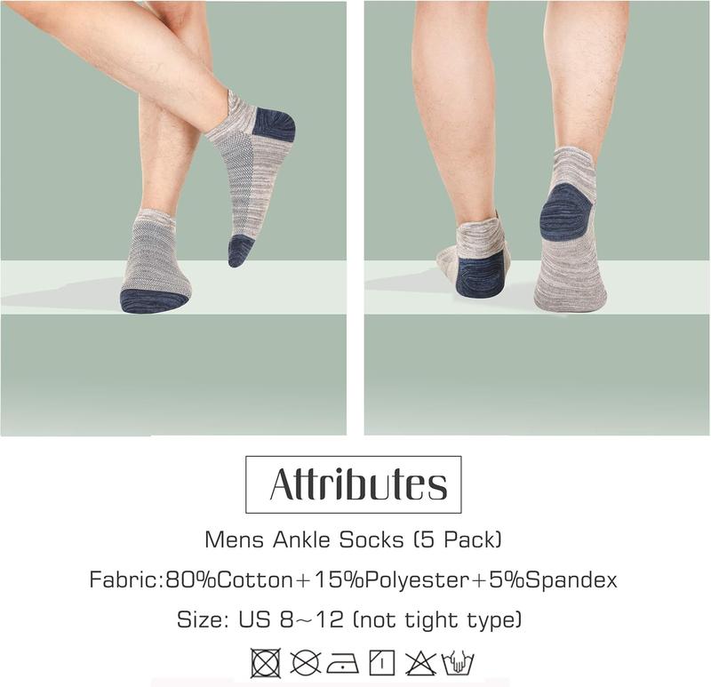 Ankle Low Cut Socks for Men Women Short Cotton Casual Anti-Skid Moisture Wicking Socks