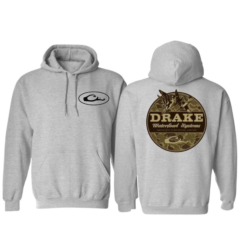 Drake Waterfowl Systems Graphic 2 Sides Hoodie Sweatshirt T-Shirt, Hunting Dog Shirt, Hunting Season Casual Unisex Shirts, Funny Shirt, Hoodie For Men, Women, Full Color Classic Camo Country Boys Clothing Menswear Womenswear Tops Sweaters hoodies for guys