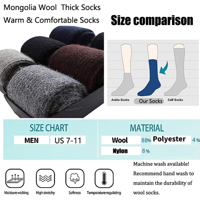 3 Pairs Wool Cashmere Socks for Men Women Winter Warm Wool Black Socks Thick Soft Dress Crew Socks Gift With A Box Menswear Christmas