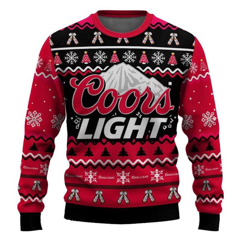 Personalized Coors Light Pine Tree Snowing Christmas Ugly Sweater For Men Women, Trendy Gift