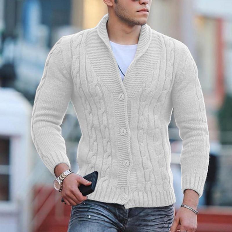 European And American Sweaters For Men, Autumn And Winter Fashionable Lapel Long-sleeved Slim Sweaters, Large Size Cardigans