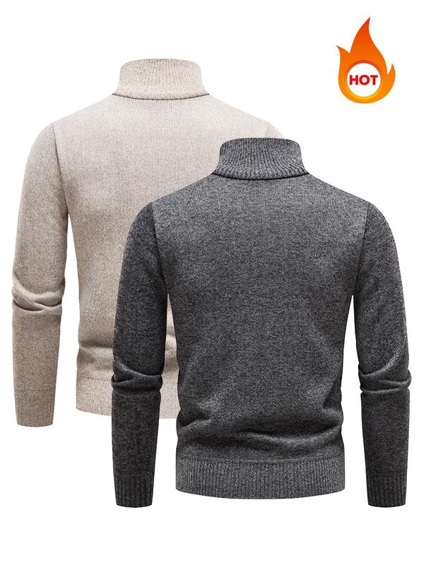 Men's Patchwork Print Half Zip Mock Neck Sweater Pullover, Regular Fit Casual Long Sleeve Jumper for Fall & Winter, Men's Knitwear for Daily Wear