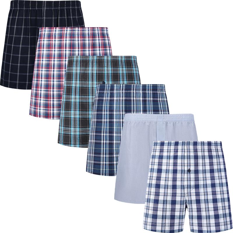 Men's Boxers Underwear 100% Cotton Woven Boxers for Men Pack Boxer Shorts Assorted Colors