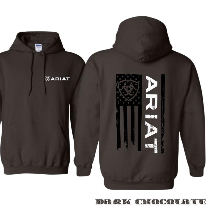 Ariat Hoodie-Classic American Flag Design with  Bold Ariat Logo,  Perfect for Western Life style  Enthusiasts, Comfortable Unisex Hoodie for  Patriotic Styleand Everyday Wear Menswear  Sweaters