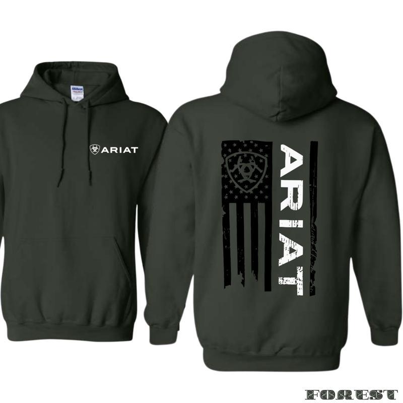 Ariat Hoodie-Classic American Flag Design with  Bold Ariat Logo,  Perfect for Western Life style  Enthusiasts, Comfortable Unisex Hoodie for  Patriotic Styleand Everyday Wear Menswear  Sweaters