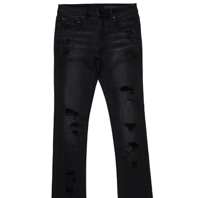 Stellan Black Super Stacked Flare Jean