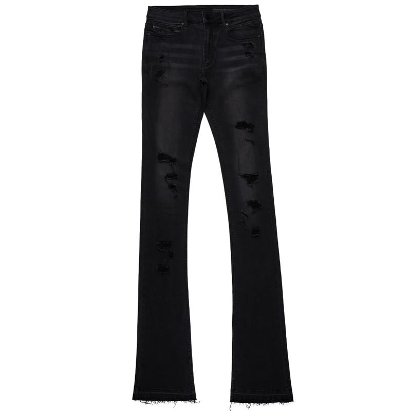 Stellan Black Super Stacked Flare Jean