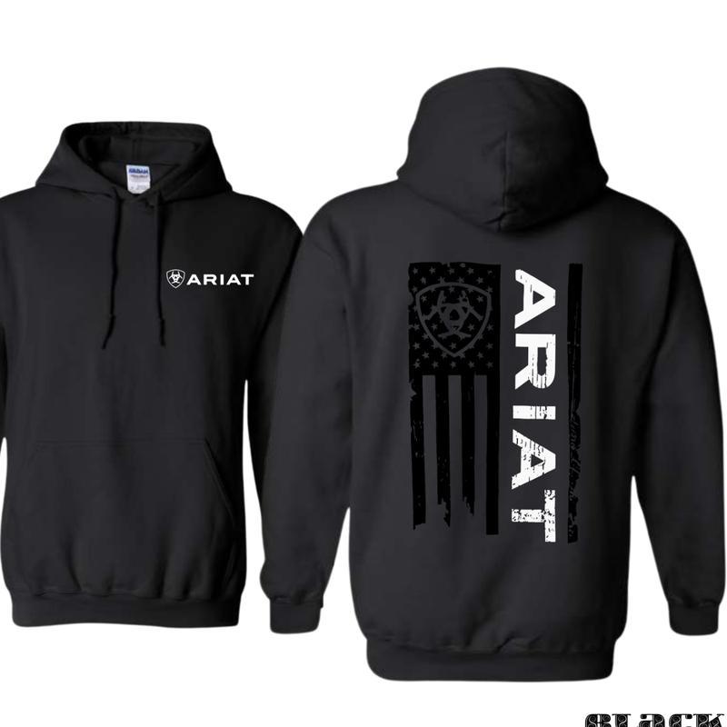 Ariat Hoodie-Classic American Flag Design with  Bold Ariat Logo,  Perfect for Western Life style  Enthusiasts, Comfortable Unisex Hoodie for  Patriotic Styleand Everyday Wear Menswear  Sweaters