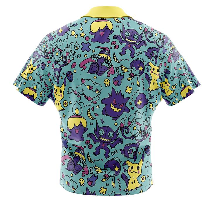 [SALE] Ghost Type Pokemon Full-print Button Up Hawaiian Shirt, Summer Shirt, Anime Hawaiian Shirt, Noel Gift Ideas, Gift For Him, Gift For Her, Anime Lovers Gift