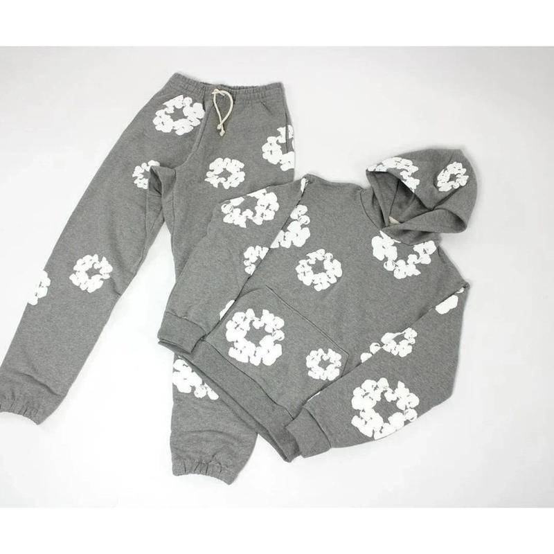 Fashion Brand High Street Puff Print Hooded Sweater Set Fashion All-Match Sweatshirt and Sweatpants Suit