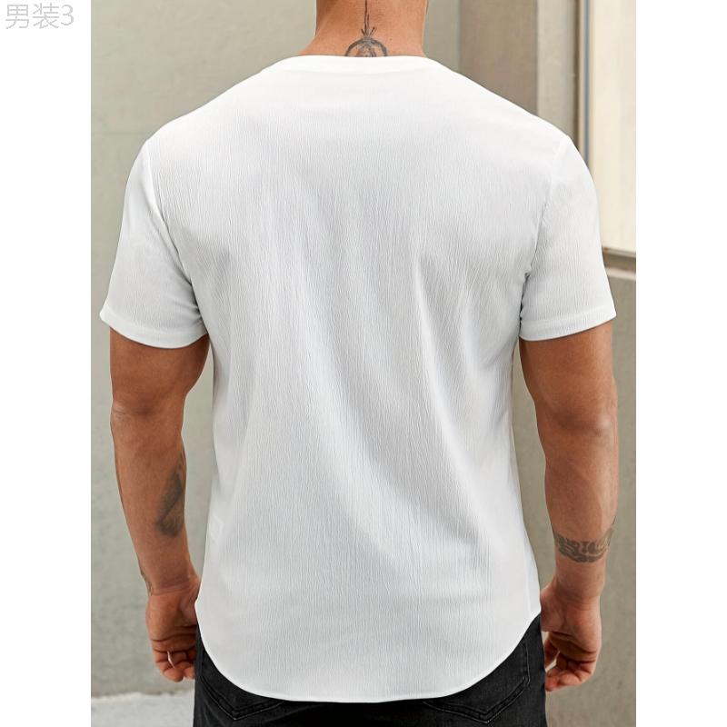 Classic Fit Solid Men's Short Sleeve Baseball Collar Button Up Shirt - Breathable, Moisture-Wicking, Quick-Drying, Comfortable, Versatile - Perfect for Summer Outdoor Sports, Casual Daily Wear, and Travel Menswear Top