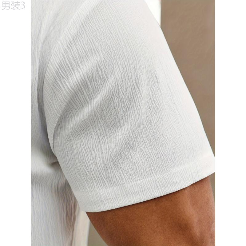 Classic Fit Solid Men's Short Sleeve Baseball Collar Button Up Shirt - Breathable, Moisture-Wicking, Quick-Drying, Comfortable, Versatile - Perfect for Summer Outdoor Sports, Casual Daily Wear, and Travel Menswear Top