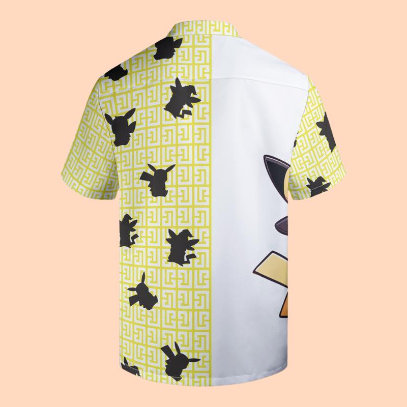 Pikachu Witch Hat Hawaiian Shirt, Hawaiian shirt with spooky Pokemon motifs, Halloween Gift, Chrismast Gift Collar Menswear