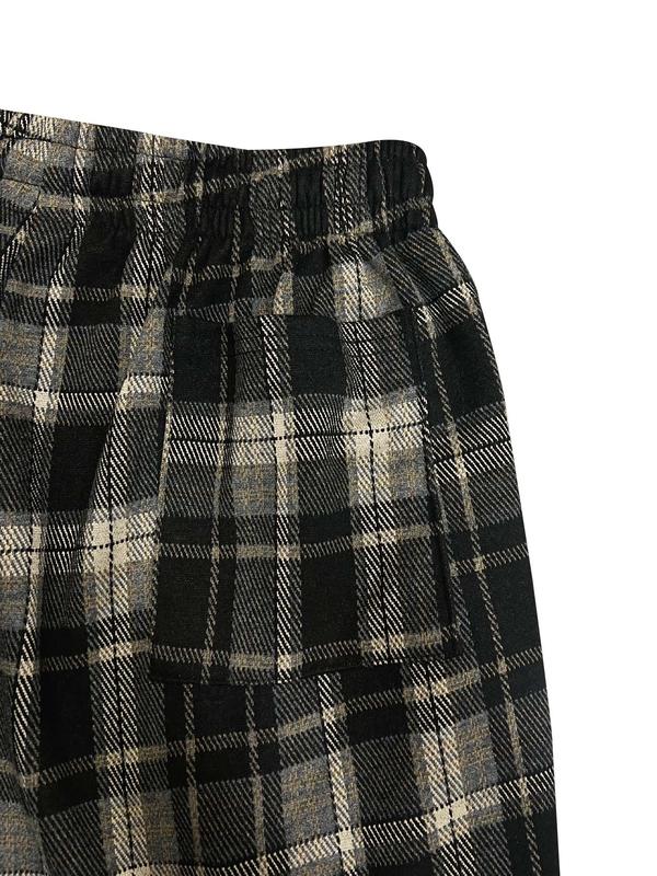 Men's Plaid Print Drawstring Waist Shorts, Regular Fit Casual Pocket Design Shorts for Summer, Men's Bottoms for Daily Wear