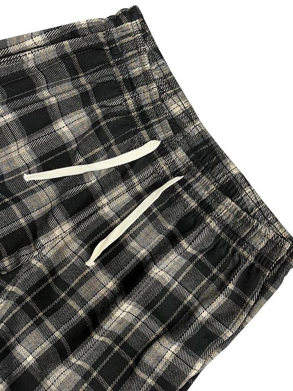 Men's Plaid Print Drawstring Waist Shorts, Regular Fit Casual Pocket Design Shorts for Summer, Men's Bottoms for Daily Wear