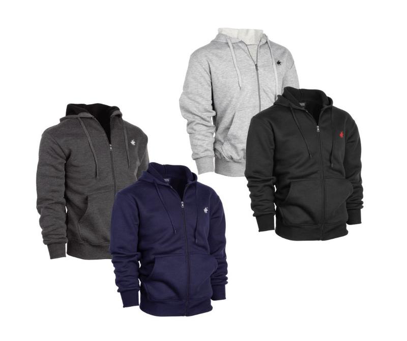 (2-Pack) Men's Basic Essential Full-Zip Fleece Hoodies