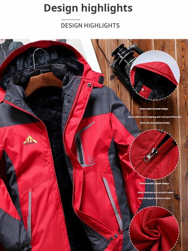 Men's Winter Coats Water Resistant Ski Snow Jacket Warm Fleece Jacket Parka Raincoats With Multi-Pockets