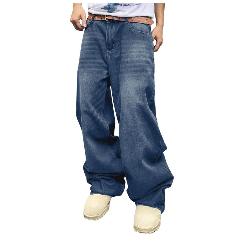 Y2k Fashion Jeans For Men Hip Hop Baggy Jeans Loose Fit Straight Wide Leg Cargo Denim Pants Casual Straight Casual Mens Clothing