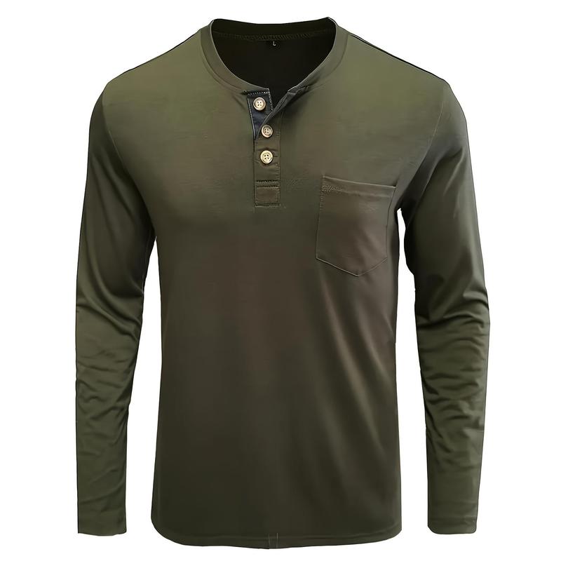 Men's Cotton Blend Henley Shirt, Casual Breathable round Neck Half Button Long Sleeve Shirt, Suitable for Spring and Autumn Outdoor Activities everyday shirt knitted shirt