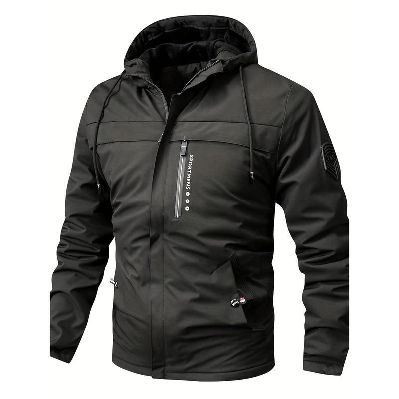 Warm Fleece Hooded Jacket, Men's Casual Winter Jacket Coat For Outdoor Activities