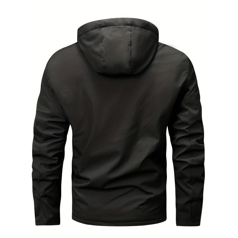 Warm Fleece Hooded Jacket, Men's Casual Winter Jacket Coat For Outdoor Activities