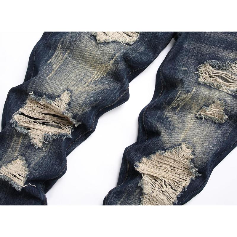 Men's Fashion Ripped Classic Distressed Straight Slim Fit Designer Jeans For Men Denim Pants