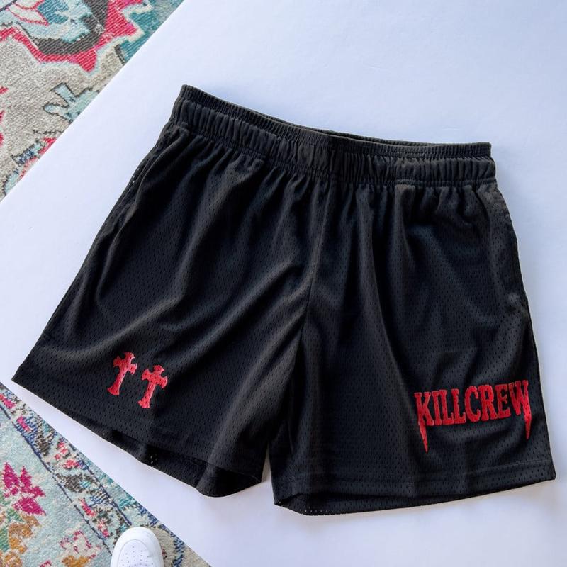 VENTED MESH SHORTS MEDIEVAL - BLACK   RED Menswear Elastic