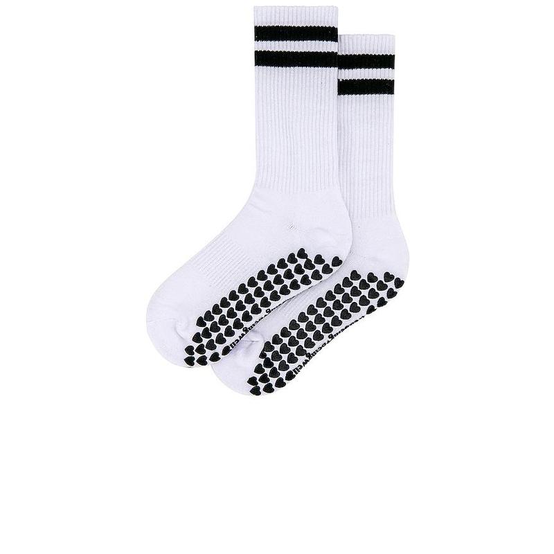 WellBeing + BeingWell Striped Tube Grip Sock in White