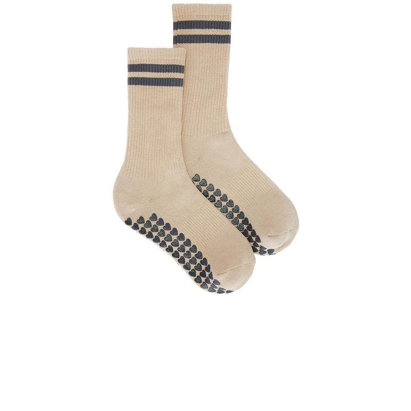 WellBeing + BeingWell Striped Tube Grip Sock in White