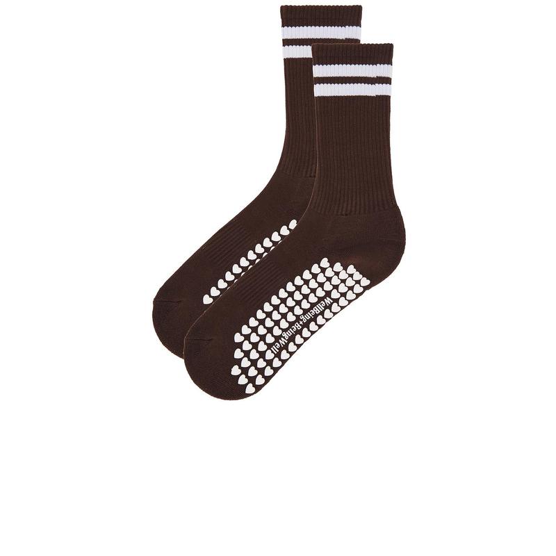 WellBeing + BeingWell Striped Tube Grip Sock in White