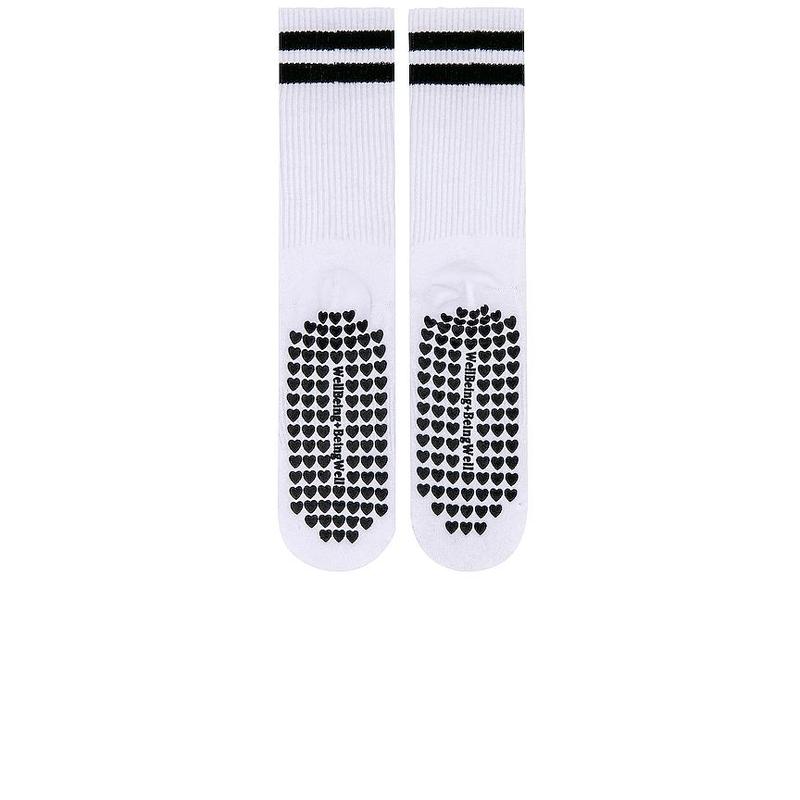 WellBeing + BeingWell Striped Tube Grip Sock in White