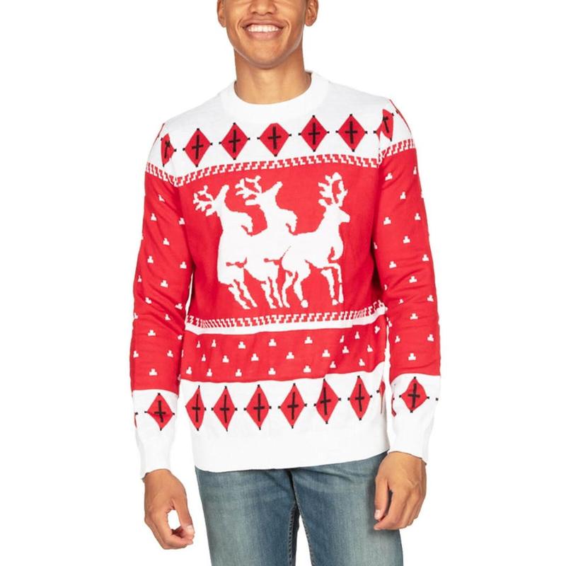 Men's Reindeer Menage A Trois Ugly Christmas Sweater