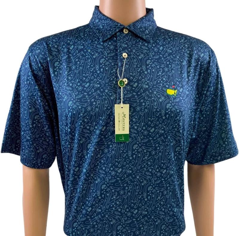 Peter Millar Masters Course Design Performance Tech Golf Polo Shirt, Logo Print - Navy | Moisture-Wicking, UV Protection