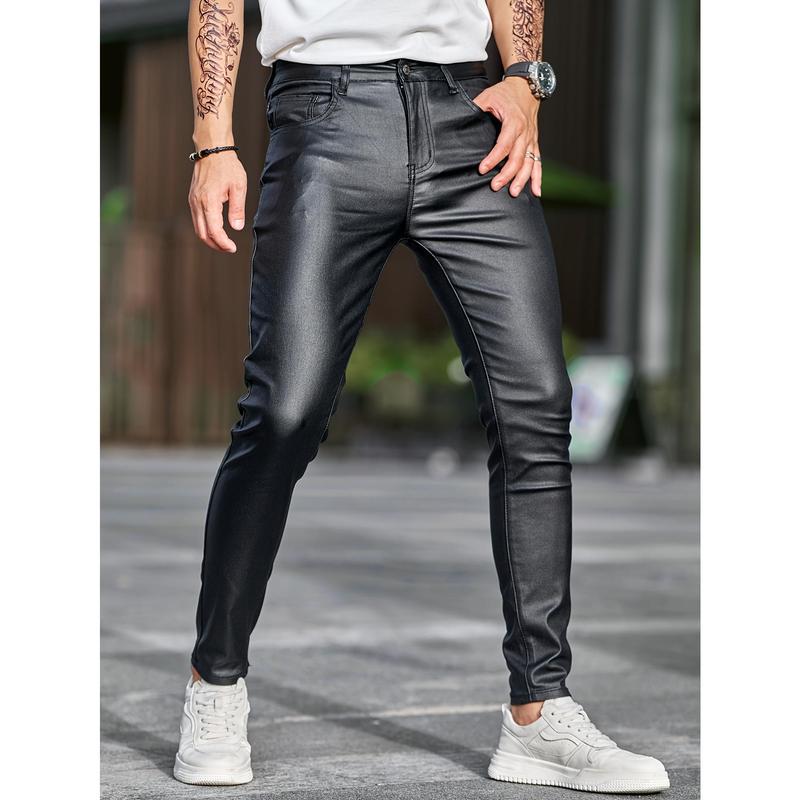 Mens ultra-stretch skinny jeans-fashion chic street style with durable coated finish-ultra-comfortable casual wear