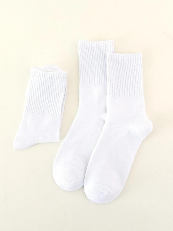 Men's 3 Pairs Solid Mid-calf Socks, White Crew Socks, Plain Sweat-absorbing Anti-odor Sports Socks, Multipack Simple Basic Knit Socks for Men, Menswear, Men's Socks & Hosiery