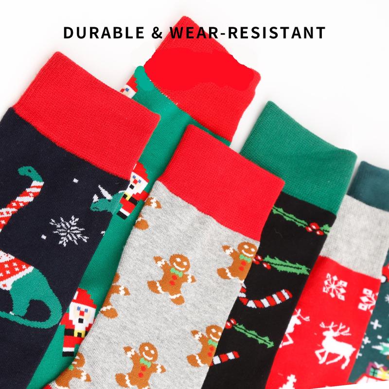 1 pair of funny crazy Christmas socks for men hip hop trend happy seamless pattern print unisex novelty gift Menswear Festive