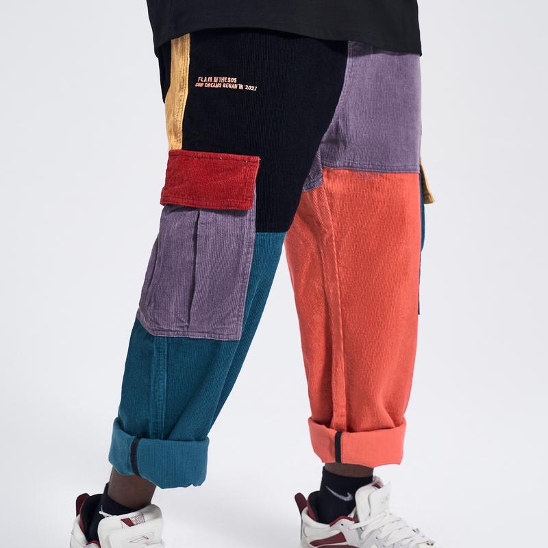 Niepce Unisex Patchwork Trousers Urban Streetwear Colorful Cargo Pants