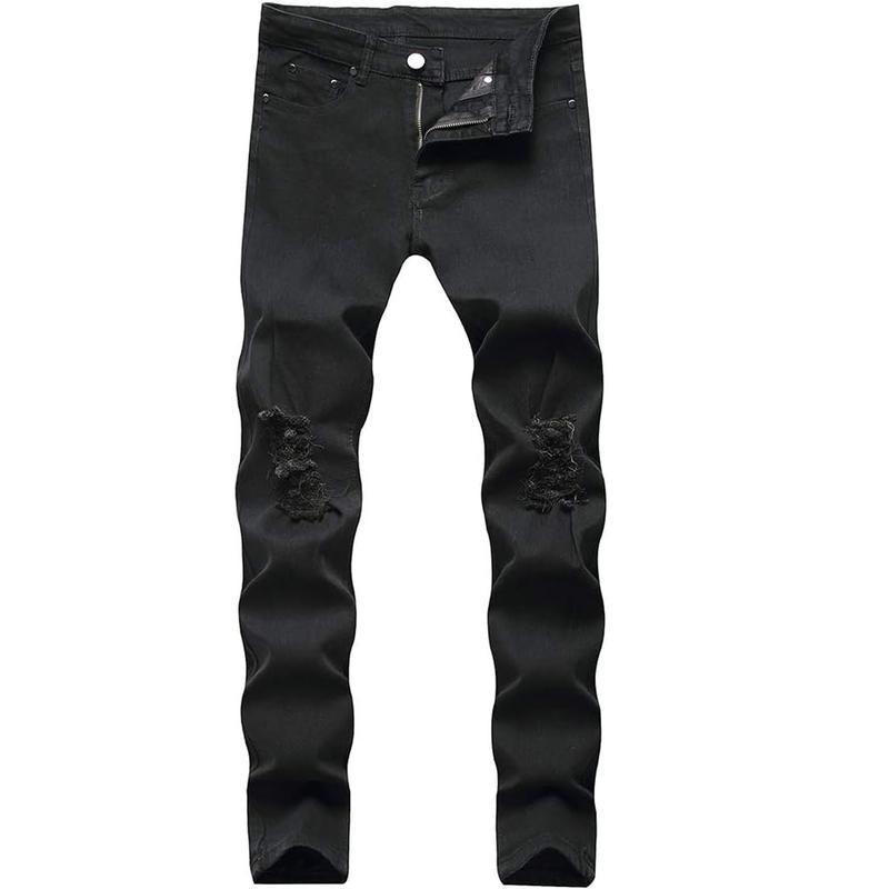 * LONGBIDA Sculpted Style Rupped Skinny Jeans Stretch Slim Fit For Men N Denim Fabric