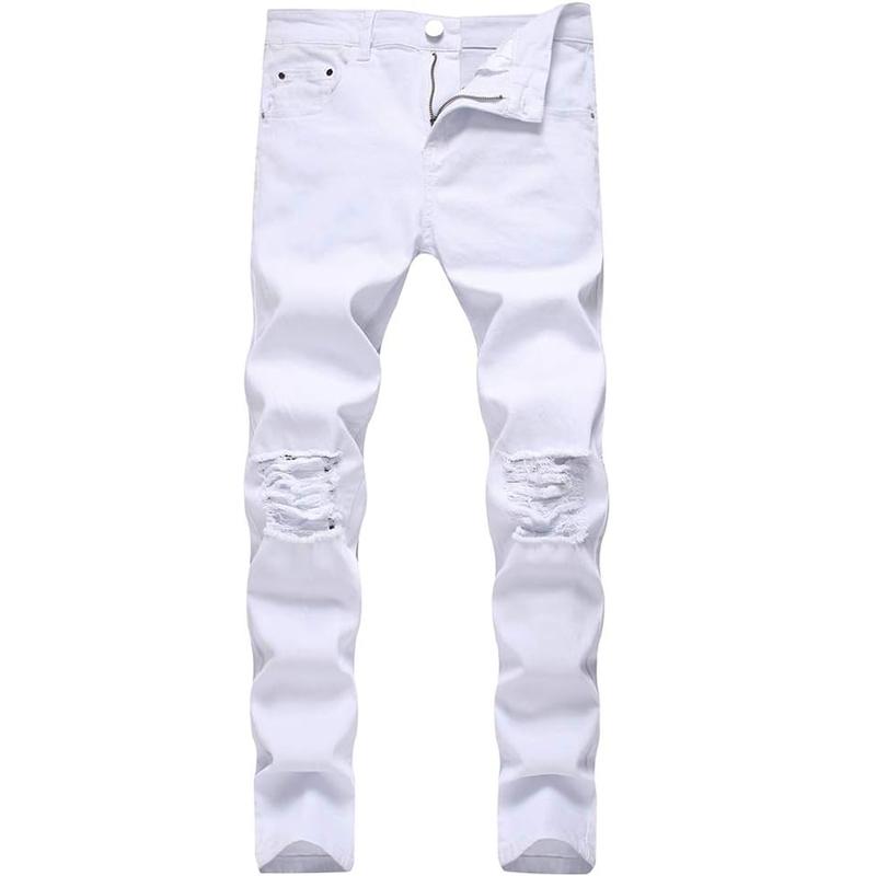 * LONGBIDA Sculpted Style Rupped Skinny Jeans Stretch Slim Fit For Men N Denim Fabric