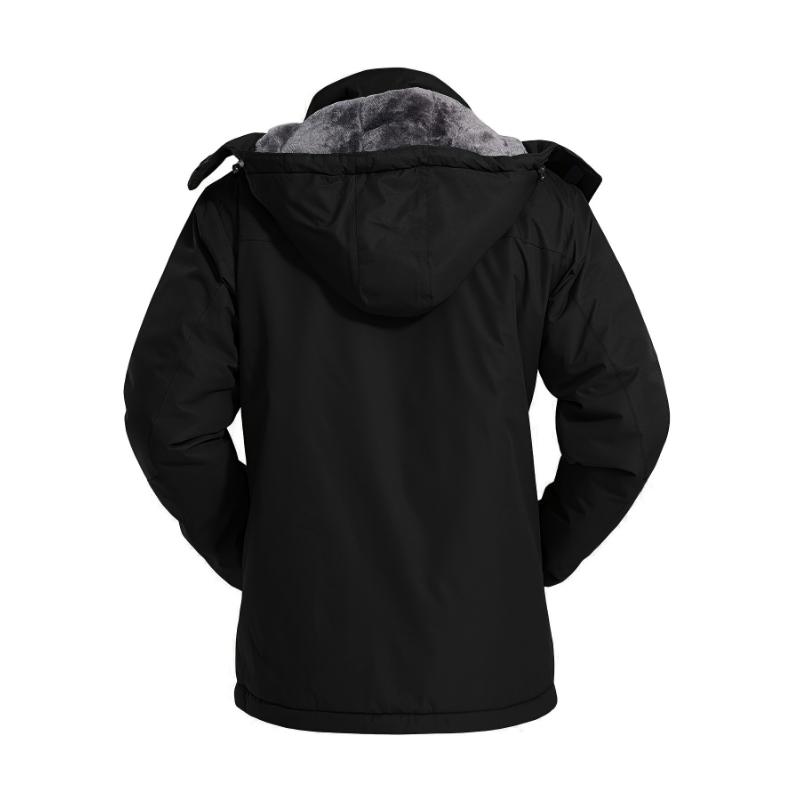 Men's Winter Rushing Jacket Polyester Fabric Windproof Water-resistant Fleece Lining Removable Hood Adjustable Cuffs Multi-functional Pockets Design Open Placket Zipper Suitable For Outdoor Mountaineering Hiking Skiing Jacket Winter Warm Wo