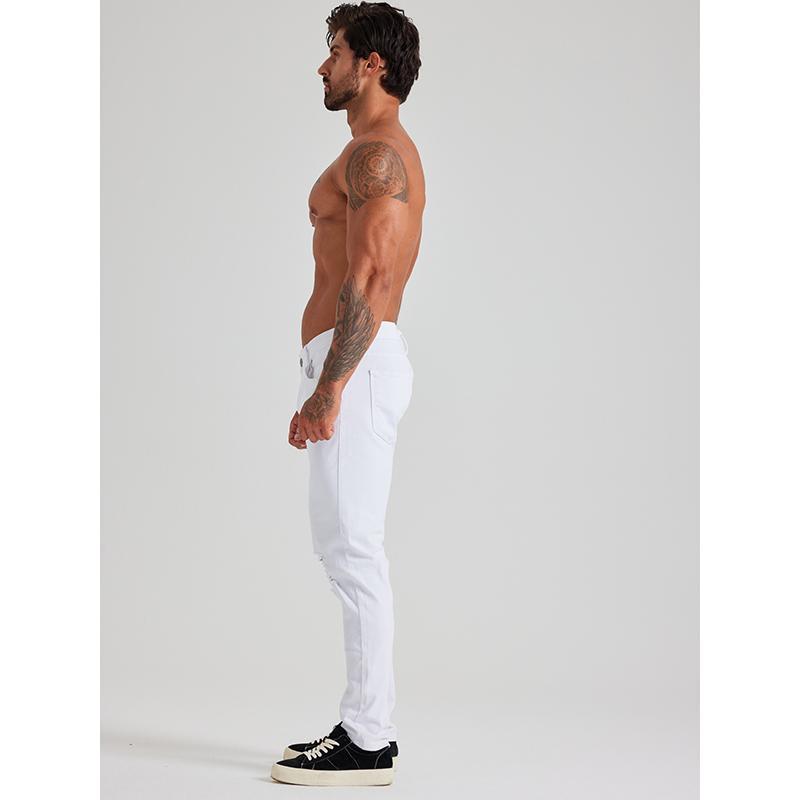 * LONGBIDA Sculpted Style Rupped Skinny Jeans Stretch Slim Fit For Men N Denim Fabric