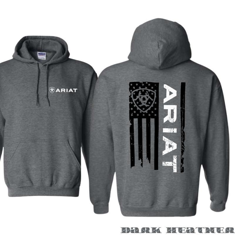 Ariat Hoodie - Classic American Flag Design with Bold Ariat Logo, Perfect for Western Lifestyle Enthusiasts, Comfortable Unisex Hoodies for Patriotic Style and Everyday Wear