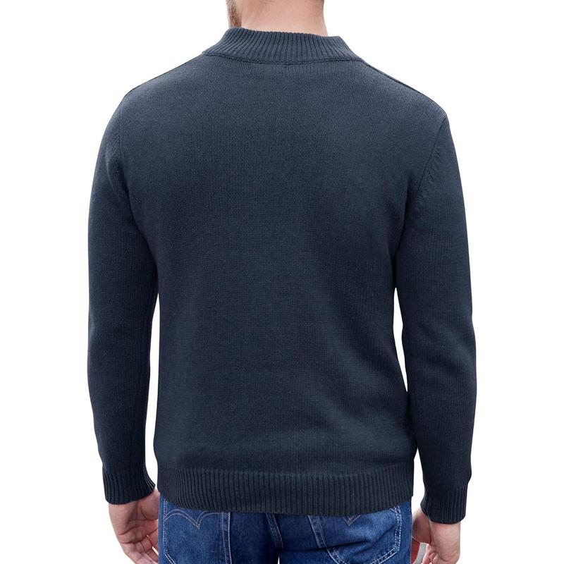 Men Mock Neck Button Sweater Casual Knitted Sweaters Fashion Henley Sweater