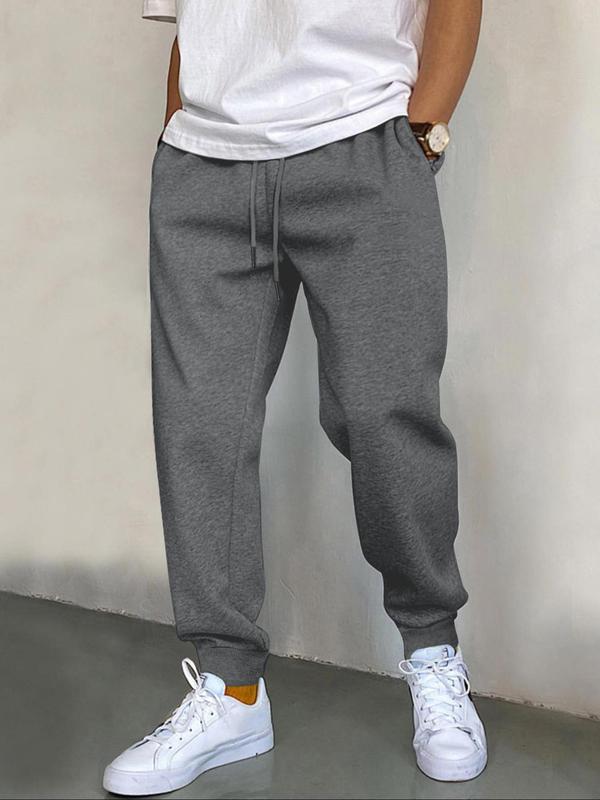 Men's Solid Drawstring Waist Pocket Sweatpants, Loose Casual Comfy Jogger Pants for Daily Wear, Men's Trousers for All Seasons