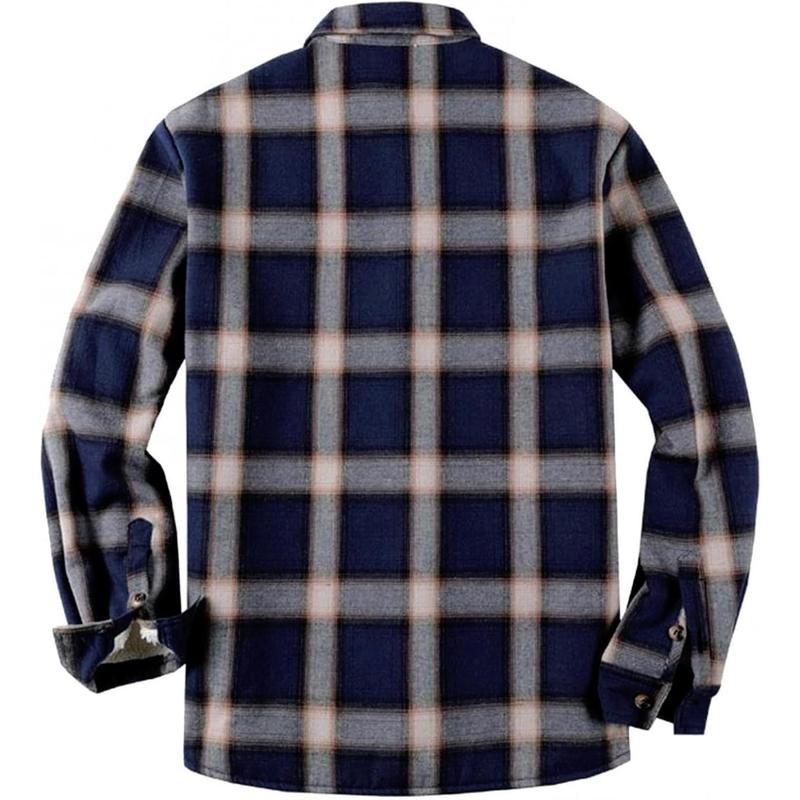 Mens Sherpa Fleece Lined Flannel Shirt Jacket Long Sleeve Button Down Plaid Winter Jacket