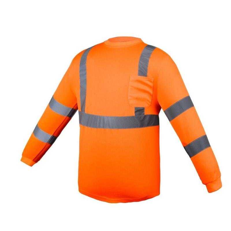 Class 2 Max-dry Moisture Wicking Mesh Long Sleeve Safety T-shirt, Neon Orange # 900