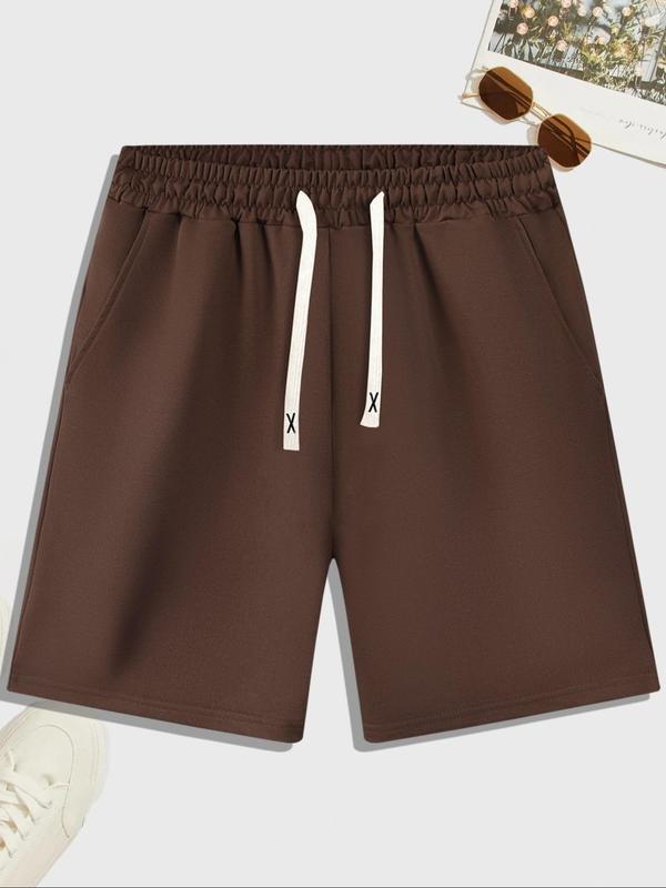 Men's 3pcs Solid Drawstring Waist Shorts, Loose Basic Casual Pocket Shorts for Summer, Men's Bottoms for Daily Wear