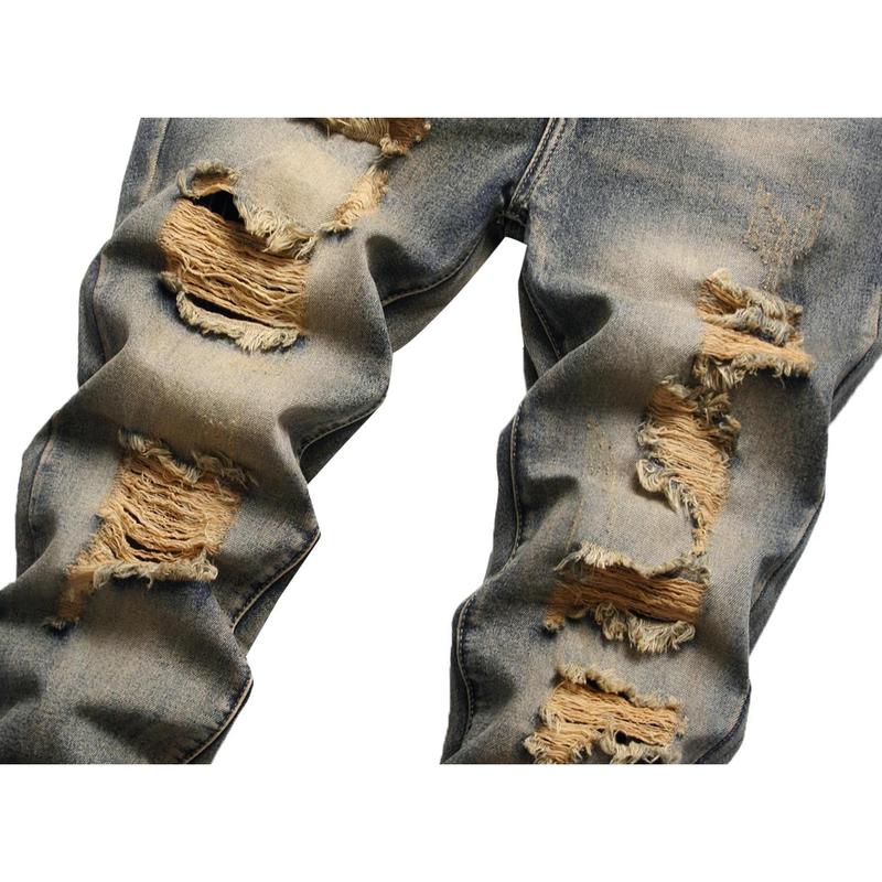 MXCVYCC Men's Ripped Slim Fit Jeans Distressed Regular fit Jeans For Men Brown Straight Leg  Comfort Flex Jeans  designer Fashion Pants