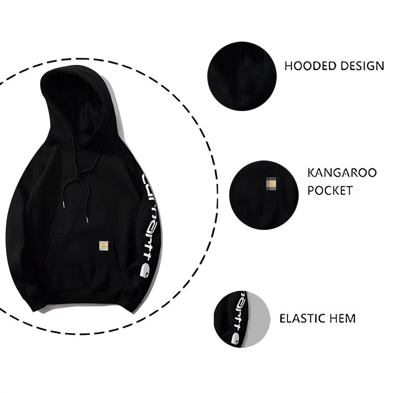 Car-hart Hoodies Stylish Casual Long Sleeve Drawstring Sweatshirts for Men and Women Loose Fit Midweight Logo Graphic Pullover with Pockets