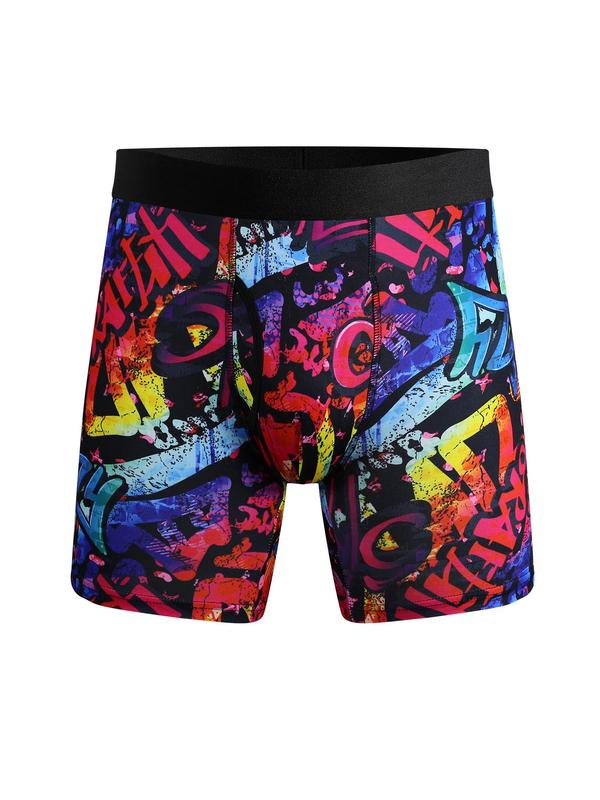 9pcs Men's Long Boxer Briefs Shorts Fashionable Graphic Print Novelty Boxer Brief Boys Underwear Breathable Comfy Quick Drying Stretchy Boxer Trunks, Sports Trunks, Swim Trunks For Beach Pool